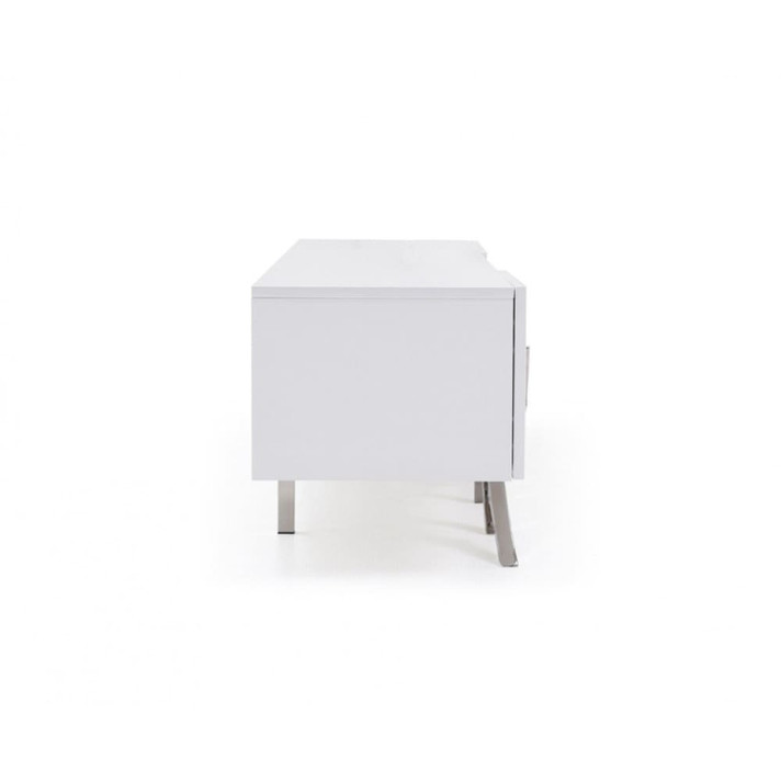 Branching Modern White And Stainless Steel TV Stand