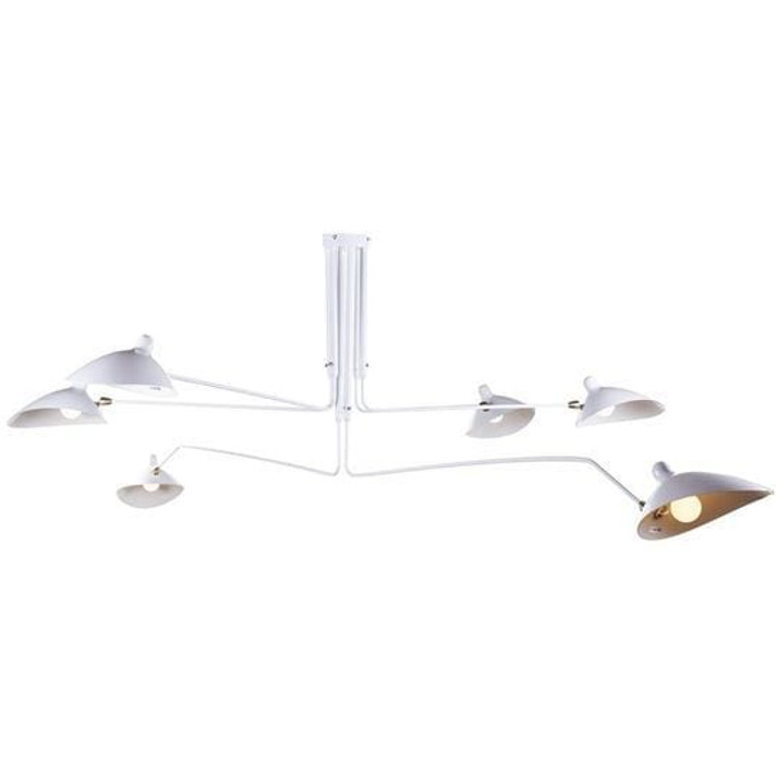 Mouille Edition MCL-R6, Six Arm Ceiling Lamp, White