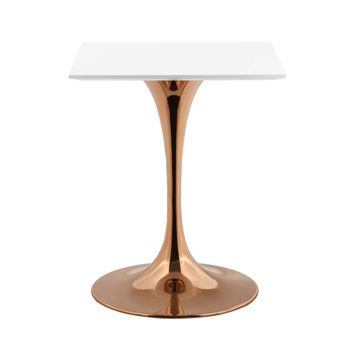 Pedestal Design 24” Square Dining Table Rose, White