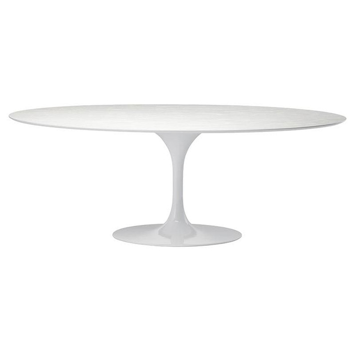 Pedestal Dining Table, 77" Oval, Matte White
