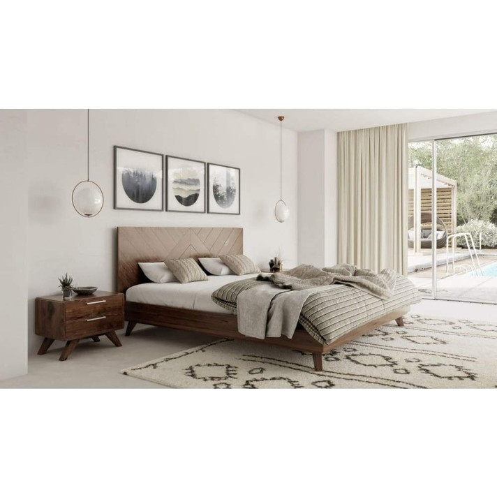 Soren Chevron Walnut Bed, King