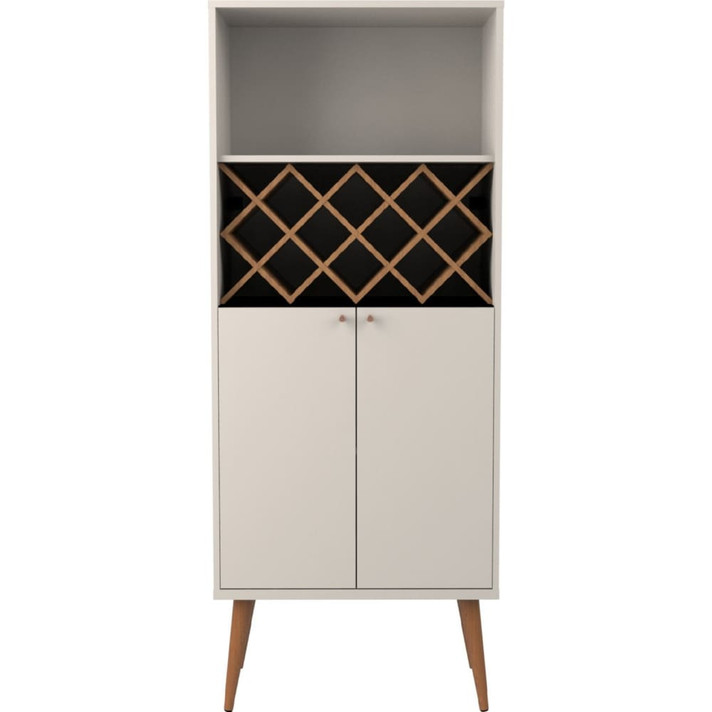 Utica Wine Rack Cabinet Off White, Maple Cream