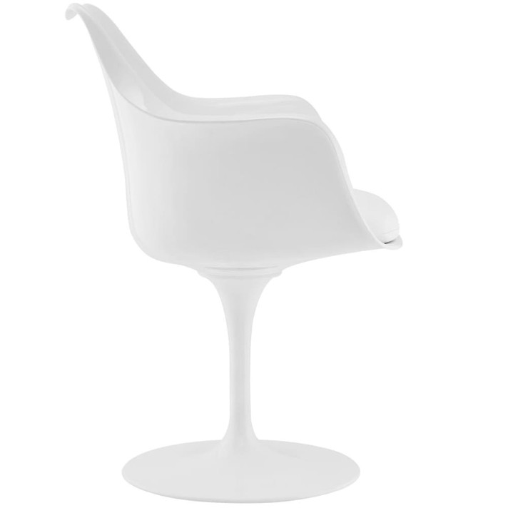 Pedestal Design Dining Vinyl Armchair, White