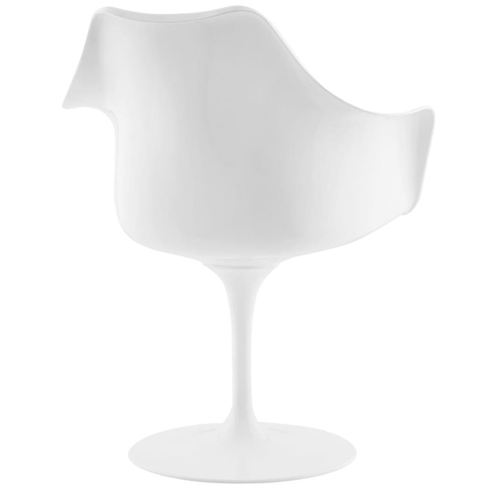 Pedestal Design Dining Vinyl Armchair, White