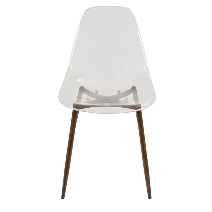 Clearma Mid-Century Modern Dining Chair Walnut, Clear, Set of 2