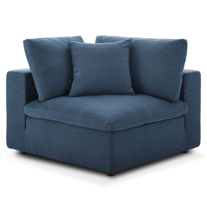 Crux Down Filled Overstuffed 5 Piece Armless Sectional Sofa, Azure