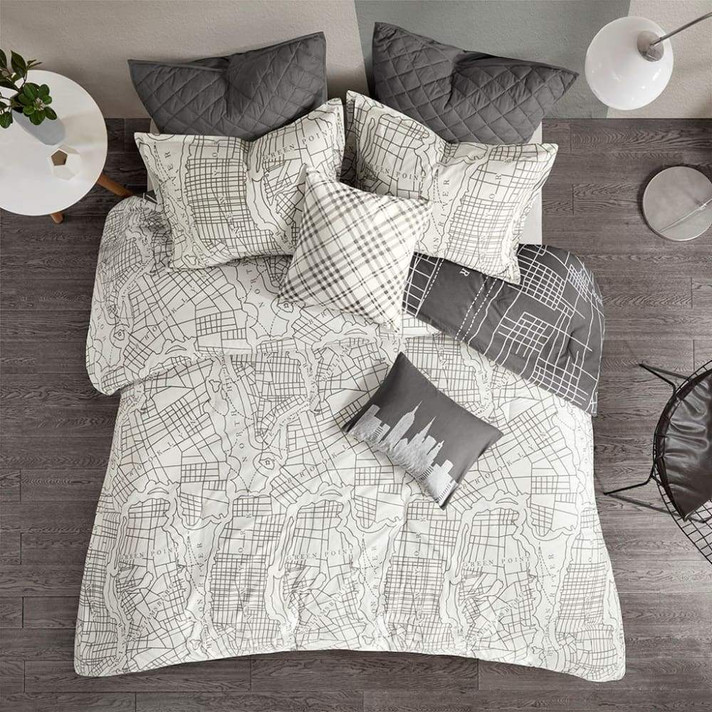 Manhattan Reversible 7-Piece Printed Cotton King Comforter Set