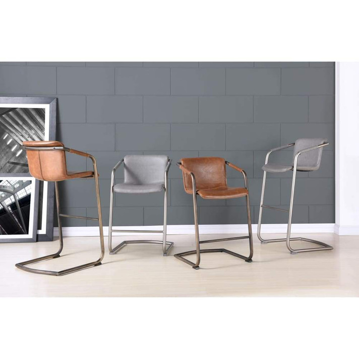 Indy PU Leather Bar Stool-Brown Set of 2
