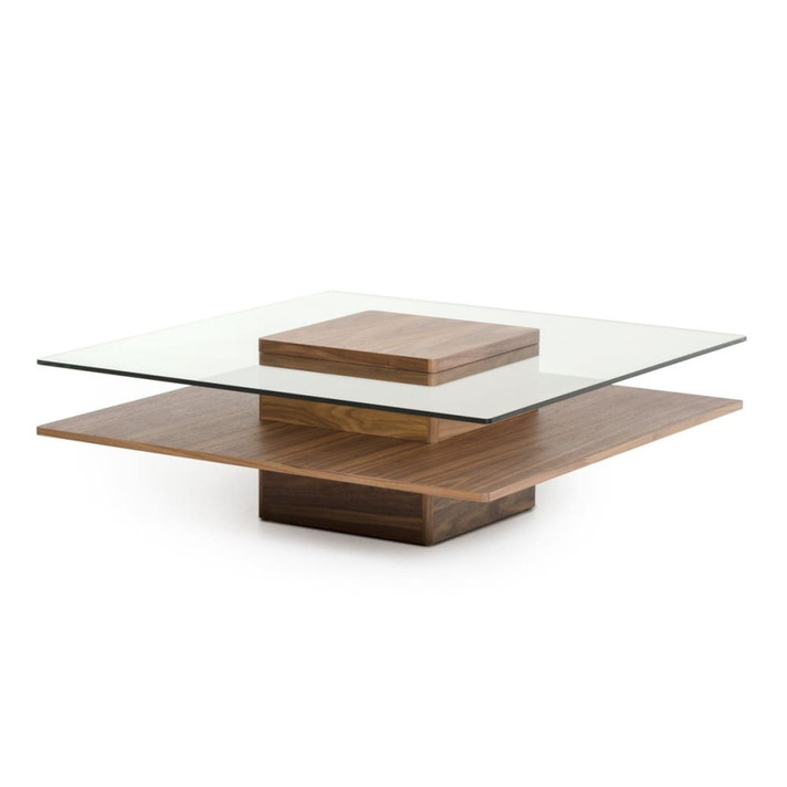 Clarion Walnut and Glass Coffee Table