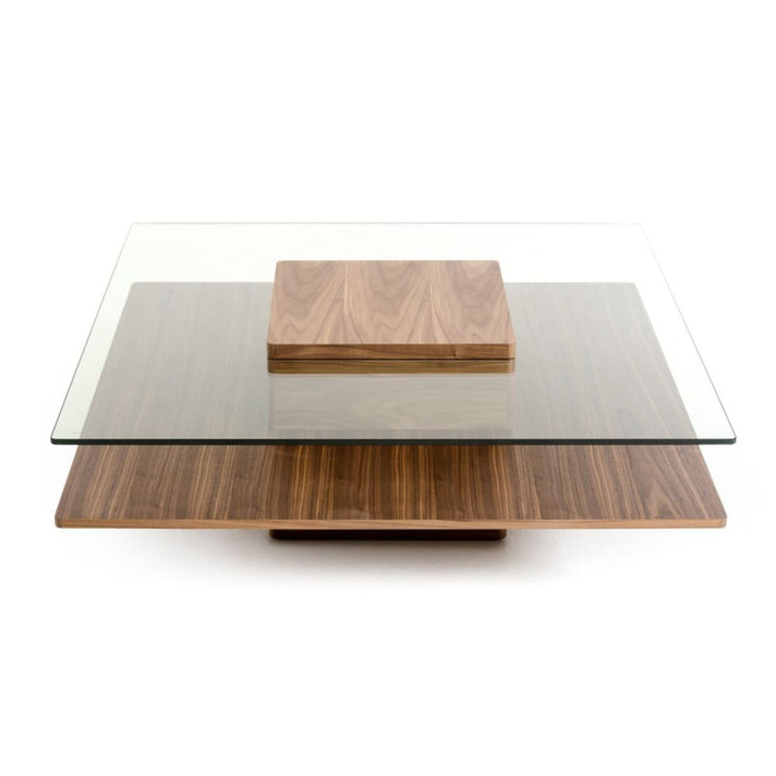Clarion Walnut and Glass Coffee Table