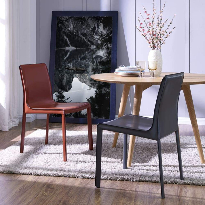 Gervin Recycled Leather Chair-Gray Set of 2