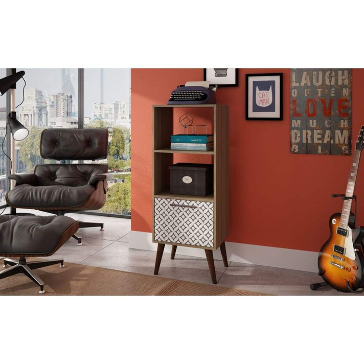 Samantha Double Bookcase, Charcoal & White