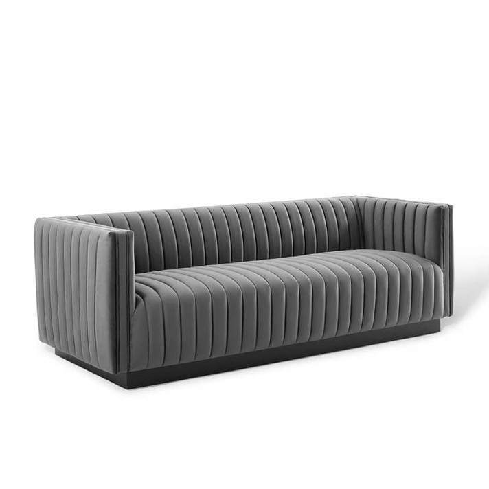 Juncture Tufted Velvet Sofa, Gray