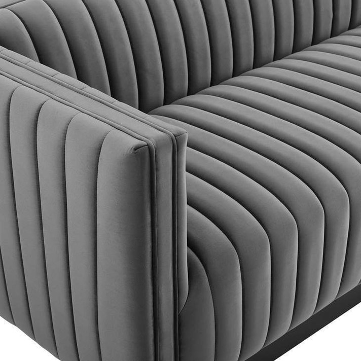 Juncture Tufted Velvet Sofa, Gray