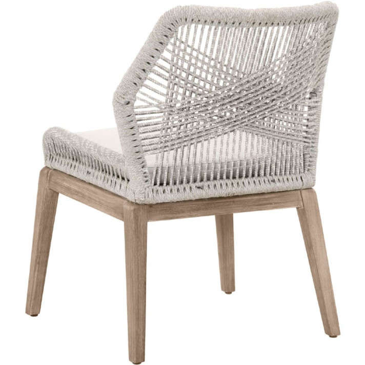 Loom Side Chair, Taupe & White Rope, Grey Fabric, Set of Two
