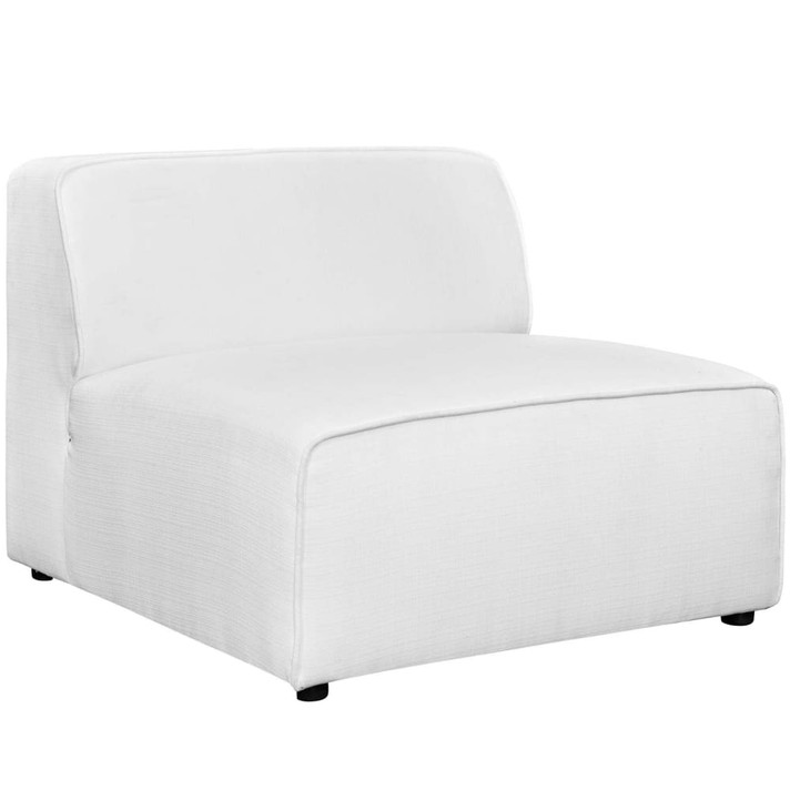 Mingle 5 Piece Upholstered Fabric Armless Sectional Sofa Set, White