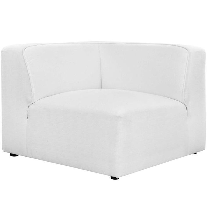 Mingle 5 Piece Upholstered Fabric Armless Sectional Sofa Set, White