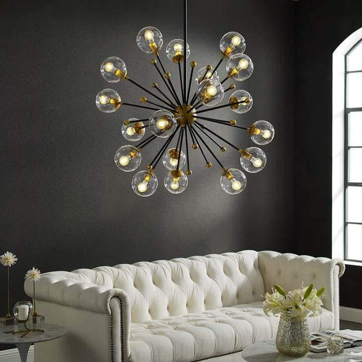 Constellation Clear Glass And Brass Pendant Chandelier