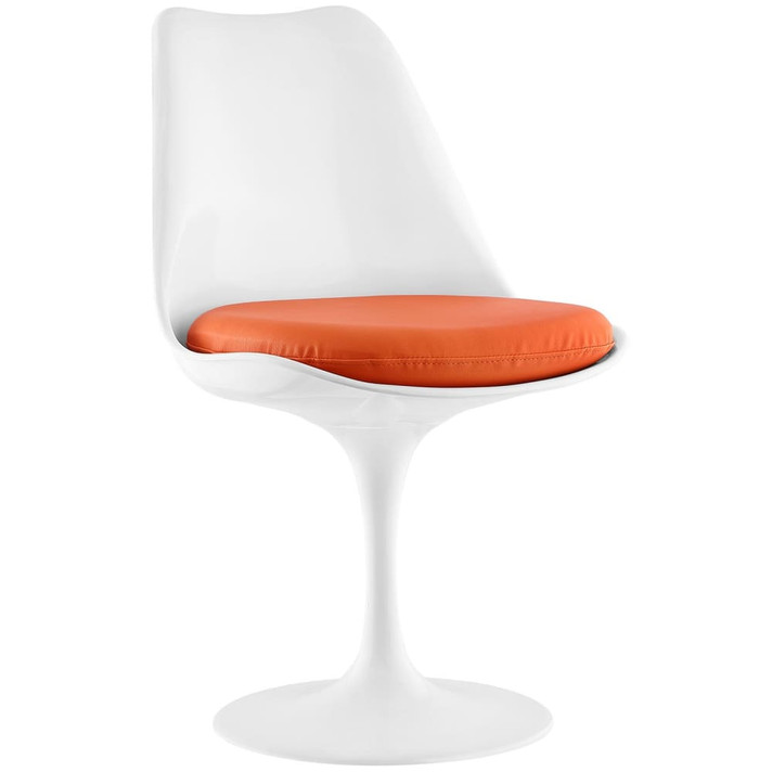 Pedestal Design Dining Vinyl Side Chair, Orange