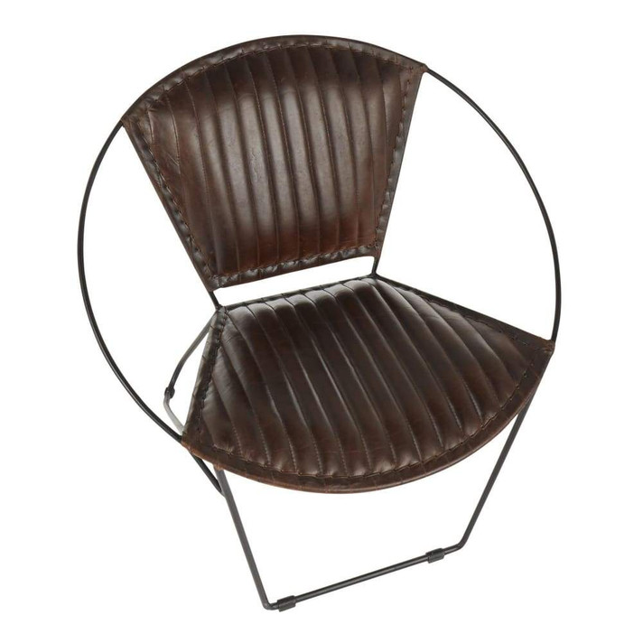 Saturn Chair Espresso Leather, Black Metal
