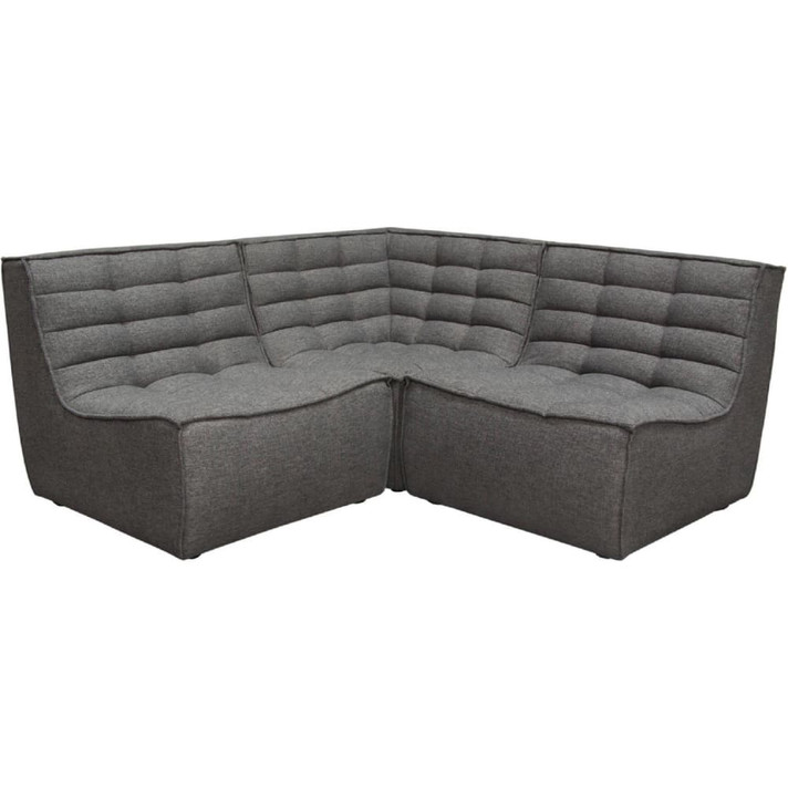 Marshall 3 Piece Modular Sectional Sofa in Tufted Grey Fabric