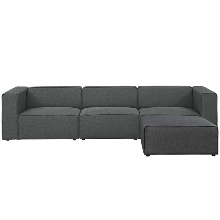 Mingle 4 Piece Upholstered Fabric Sectional Sofa Set, Gray