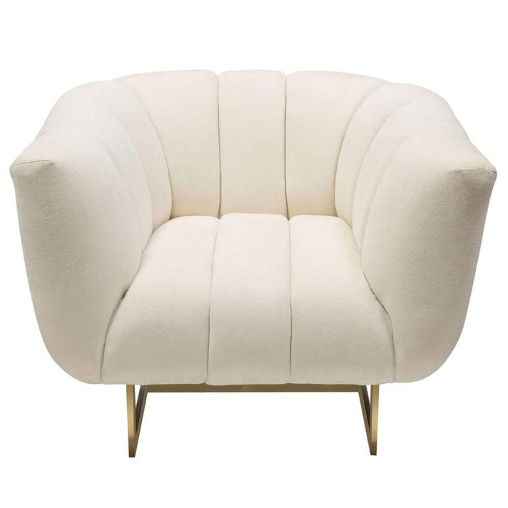 Venus Cream Fabric Chair, Gold