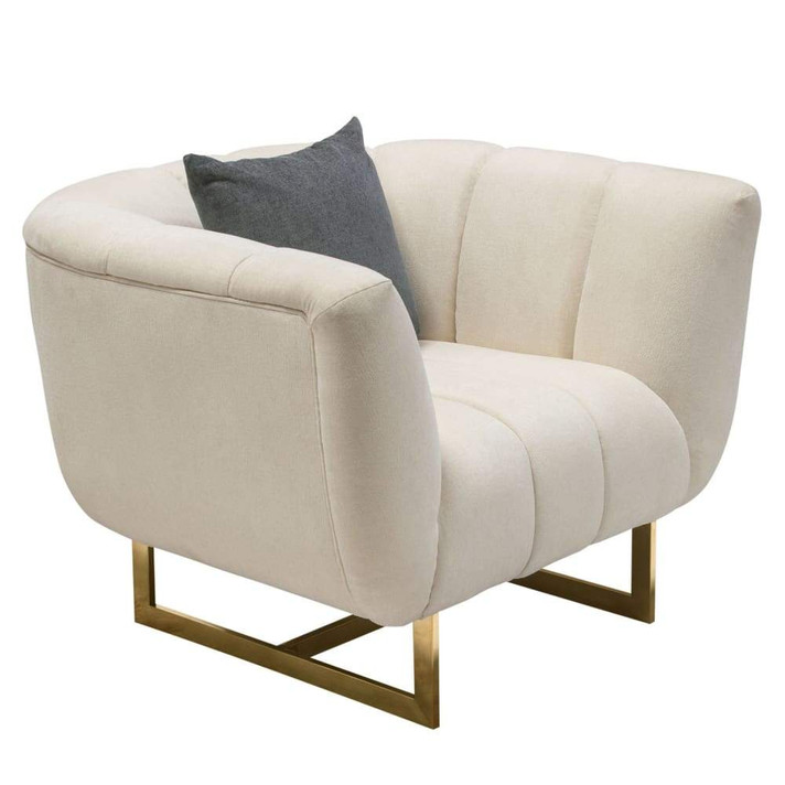 Venus Cream Fabric Chair, Gold