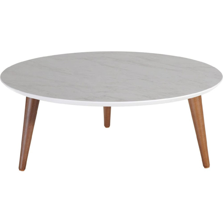 Liz Coffee Table Gloss Grey Marble Paint, Wood Legs