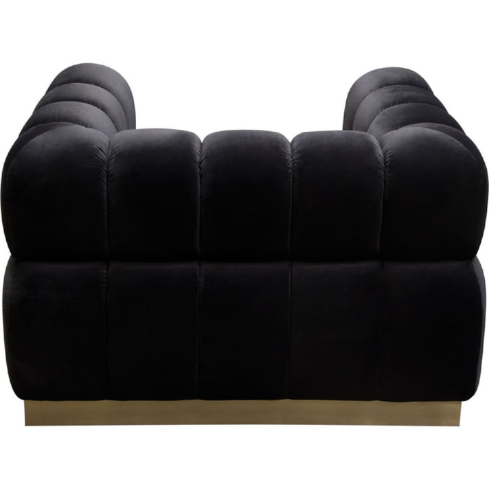 Hermitage Chair, Channel Tufted Black Velvet And Gold