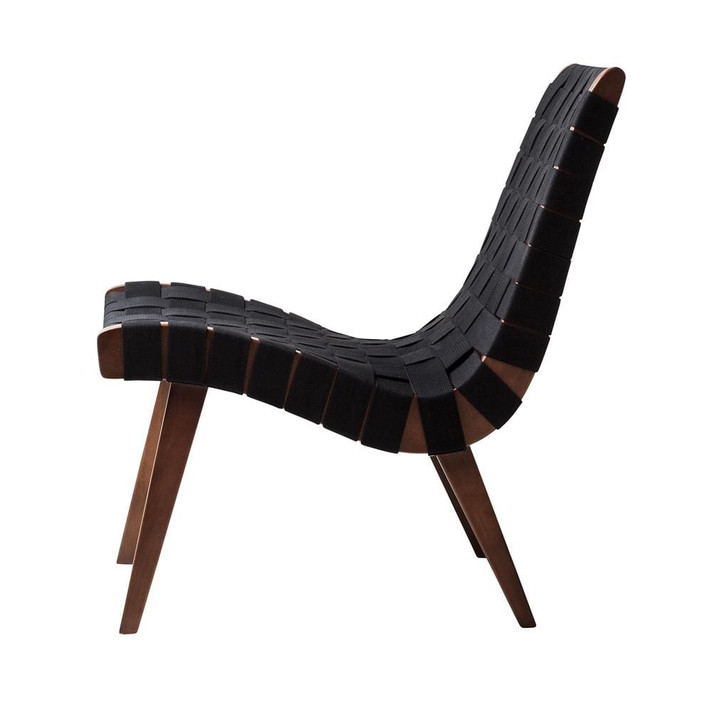 Risom Lounge Chair & Ottoman Black, Walnut