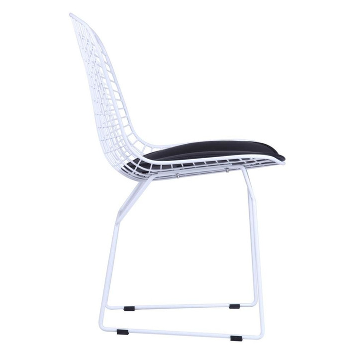 White Wire Side Chair, Black