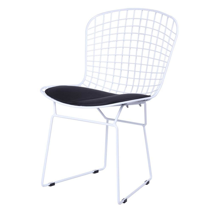 White Wire Side Chair, Black