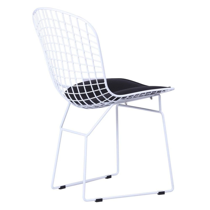 White Wire Side Chair, Black