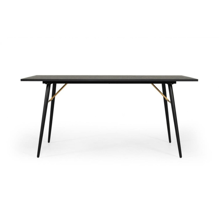 Bailey Dining Table, Black Oak & Gold