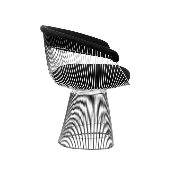 Platner Lounge Chair, Chrome, Black Fabric