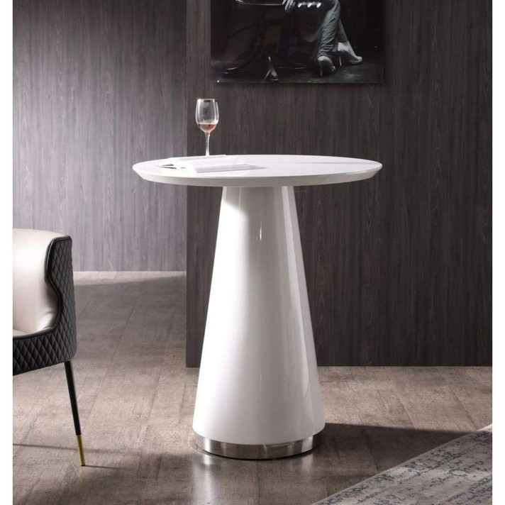 Enbrook White High Gloss Bar Table