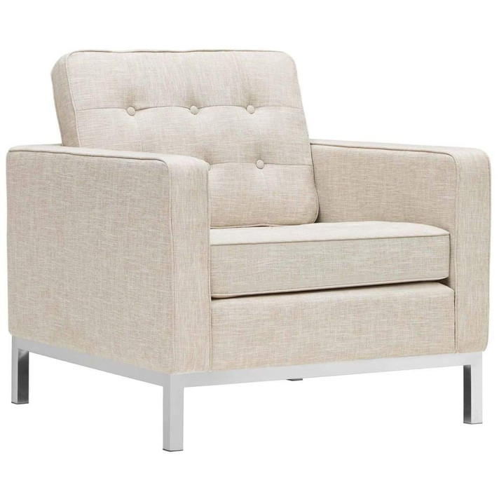 Loft Upholstered Fabric Armchair, Beige Loft Upholstered Fabric Armchair, Beige