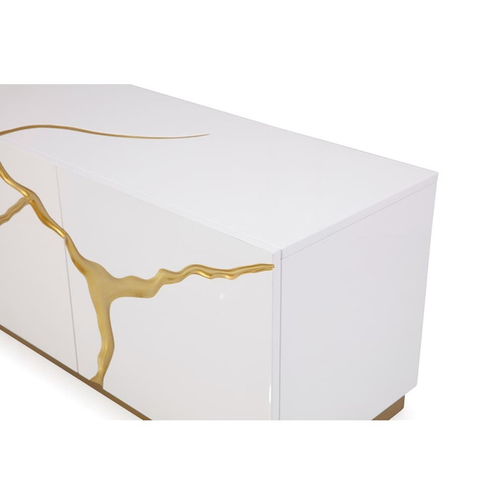 Arianna Modern White & Gold TV Stand