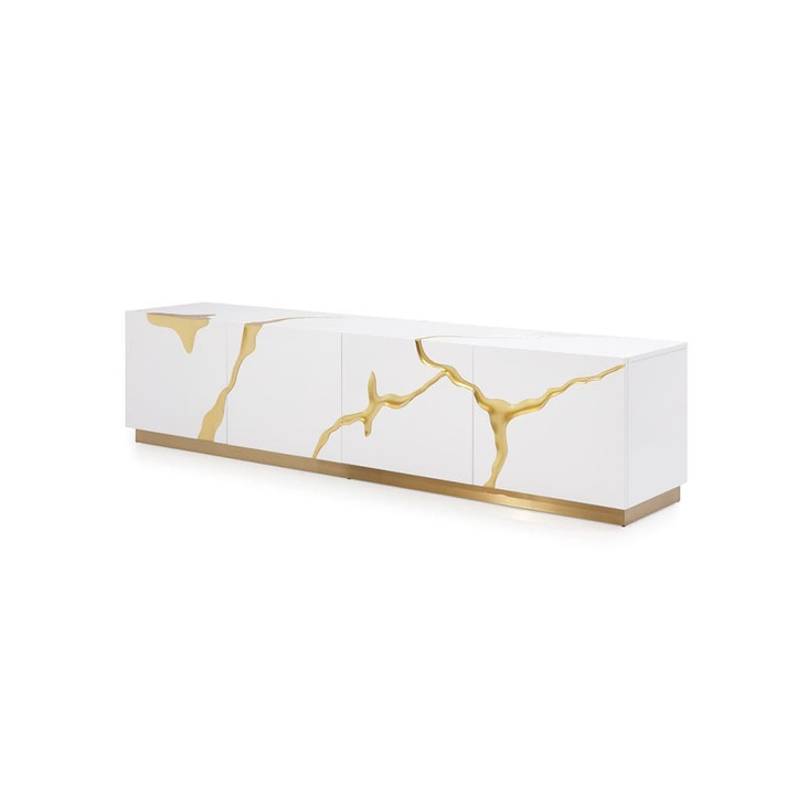 Arianna Modern White & Gold TV Stand