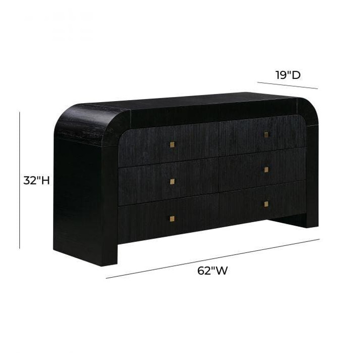 Hump 6 Drawer Black Dresser