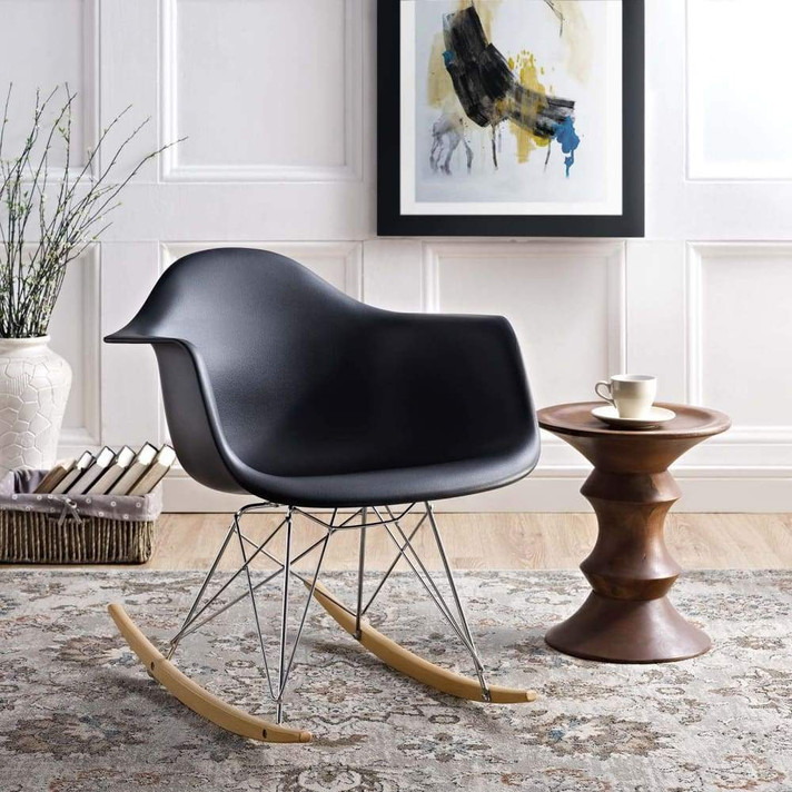Rocker Plastic Lounge Chair, Black