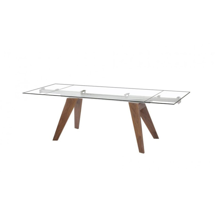 Muse Extendable Glass Dining Table, Walnut