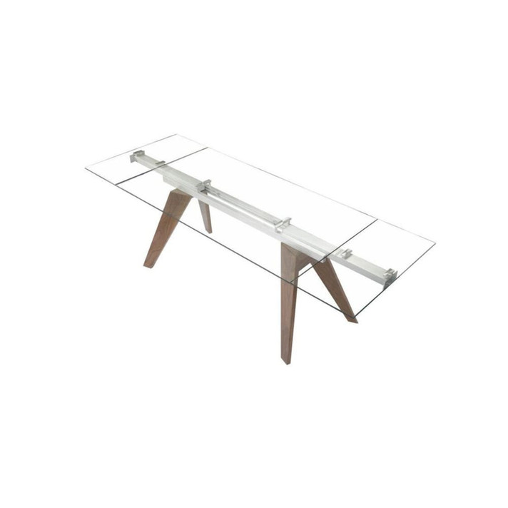 Muse Extendable Glass Dining Table, Walnut