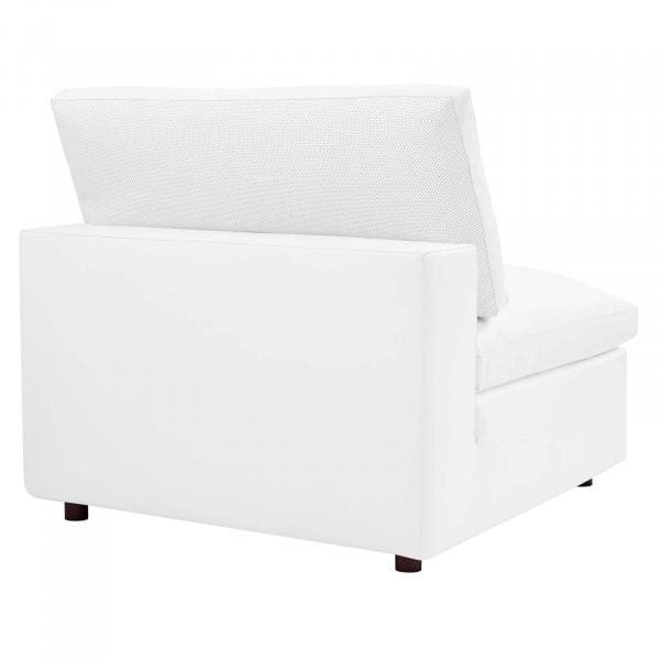 Crux Down Filled Overstuffed Vegan Leather 4 Piece Sectional Sofa, White