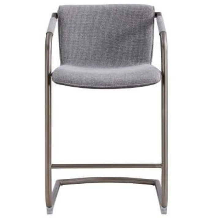 Indy Counter Stool Silver Frame Sage Gray and Velvet Gray, Set of 2