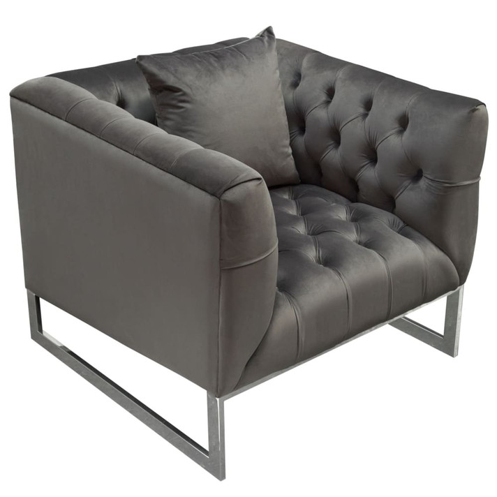 Crawford Tufted Chair in Dusk Grey Velvet