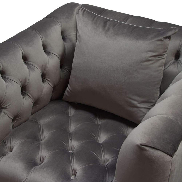 Crawford Tufted Chair in Dusk Grey Velvet