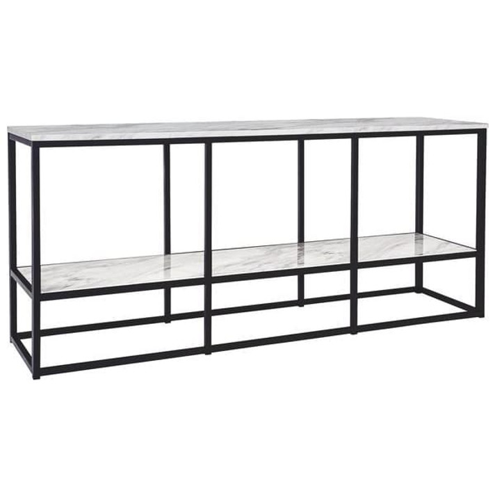 Tiffany 60 Inch Metal Frame TV Stand, Faux Marble