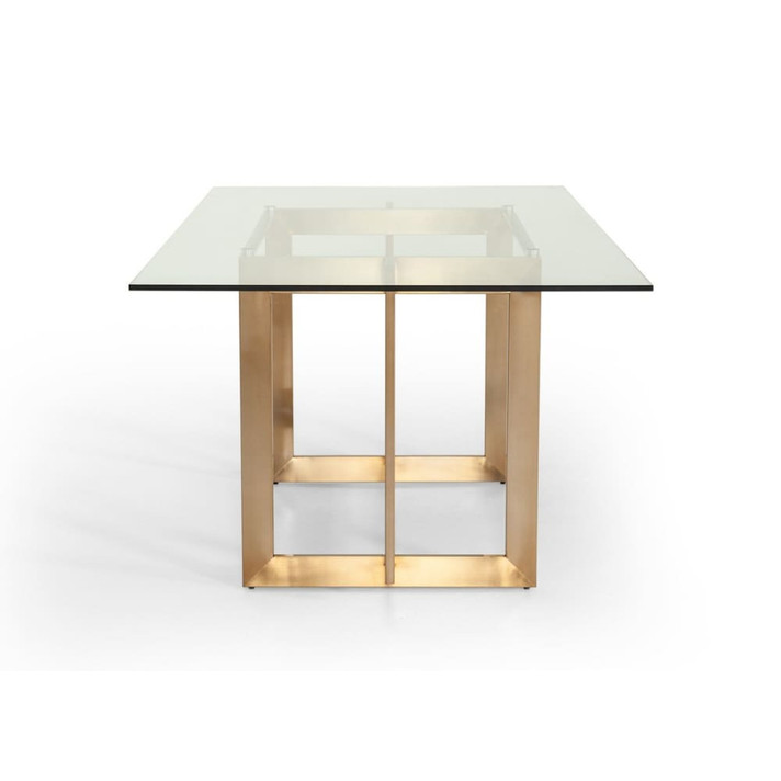 Kingston Modern Glass & Brass Dining Table